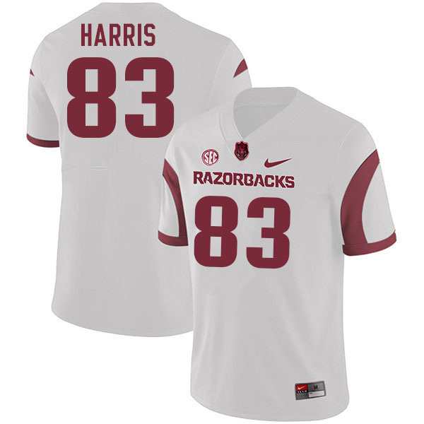 Men #83 Chris Harris Arkansas Razorbacks College Football Jerseys Sale-White - Click Image to Close